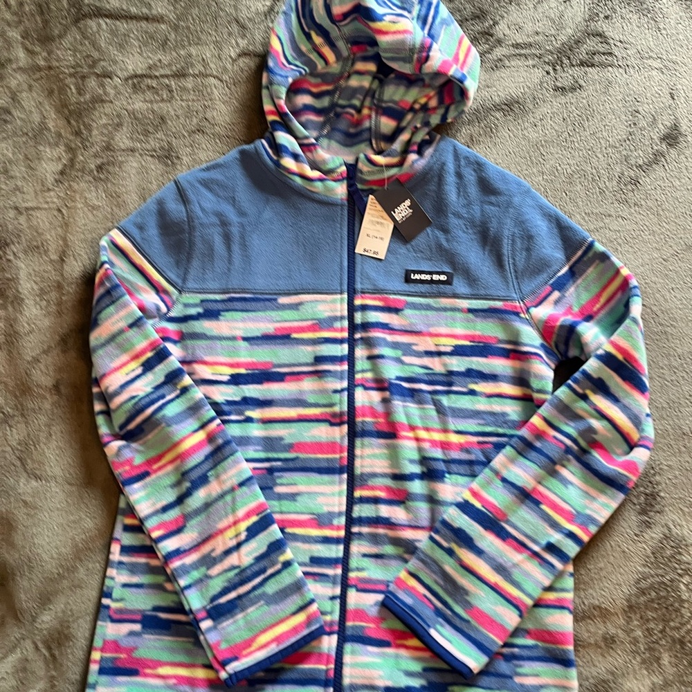 Lands' End Girls Full zip fleece jacket NWT Size XL 14-16